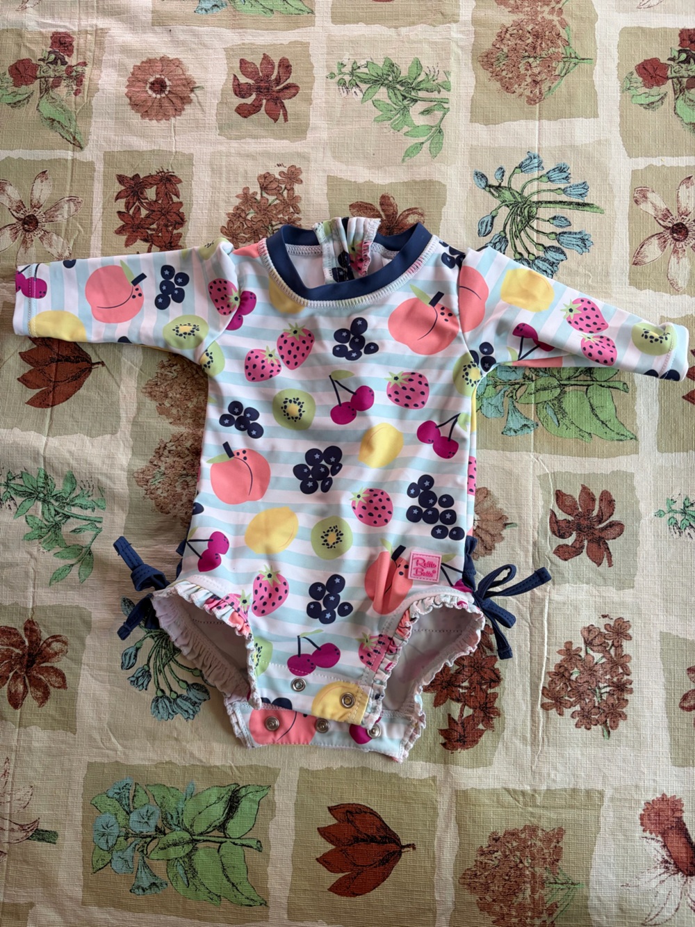 Ruffle Butts Fruit Print Long Sleeve Baby Rash Guard
